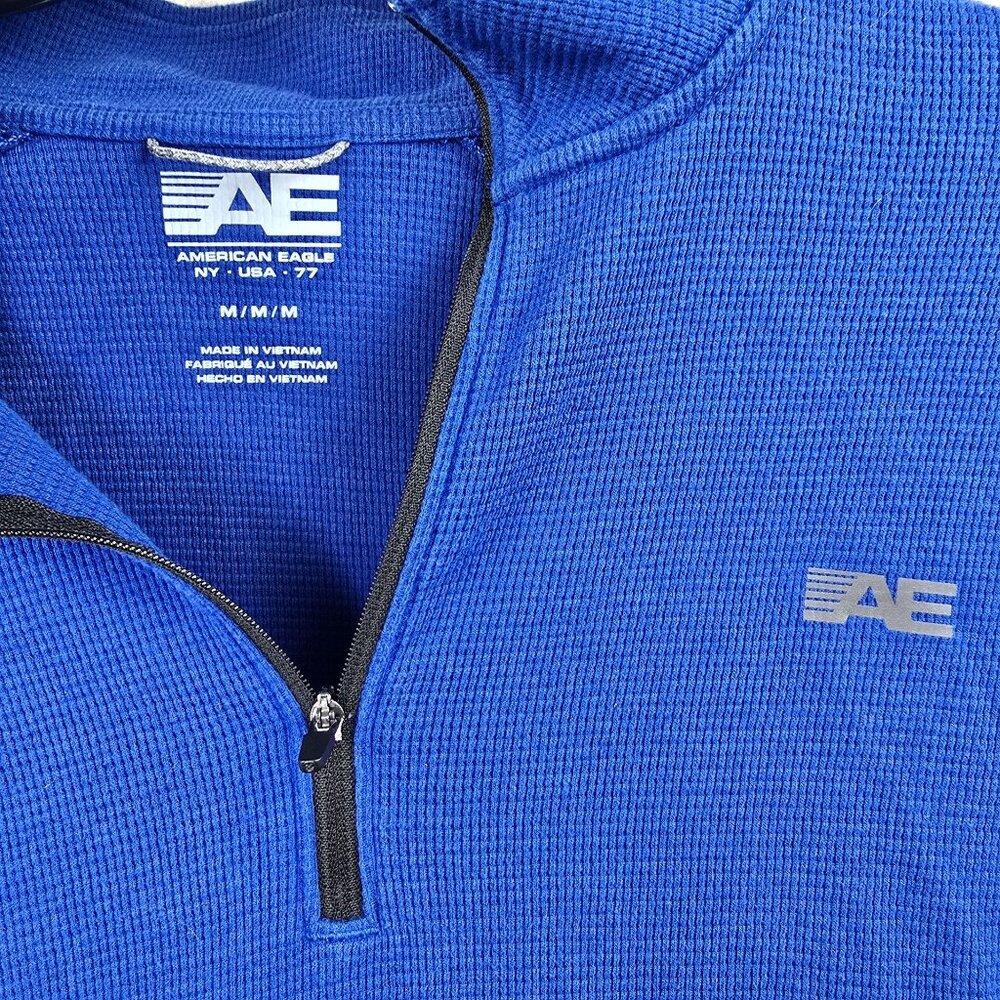 American Eagle Blue Quarter Zip Athletic Pullover - Picture 4 of 8